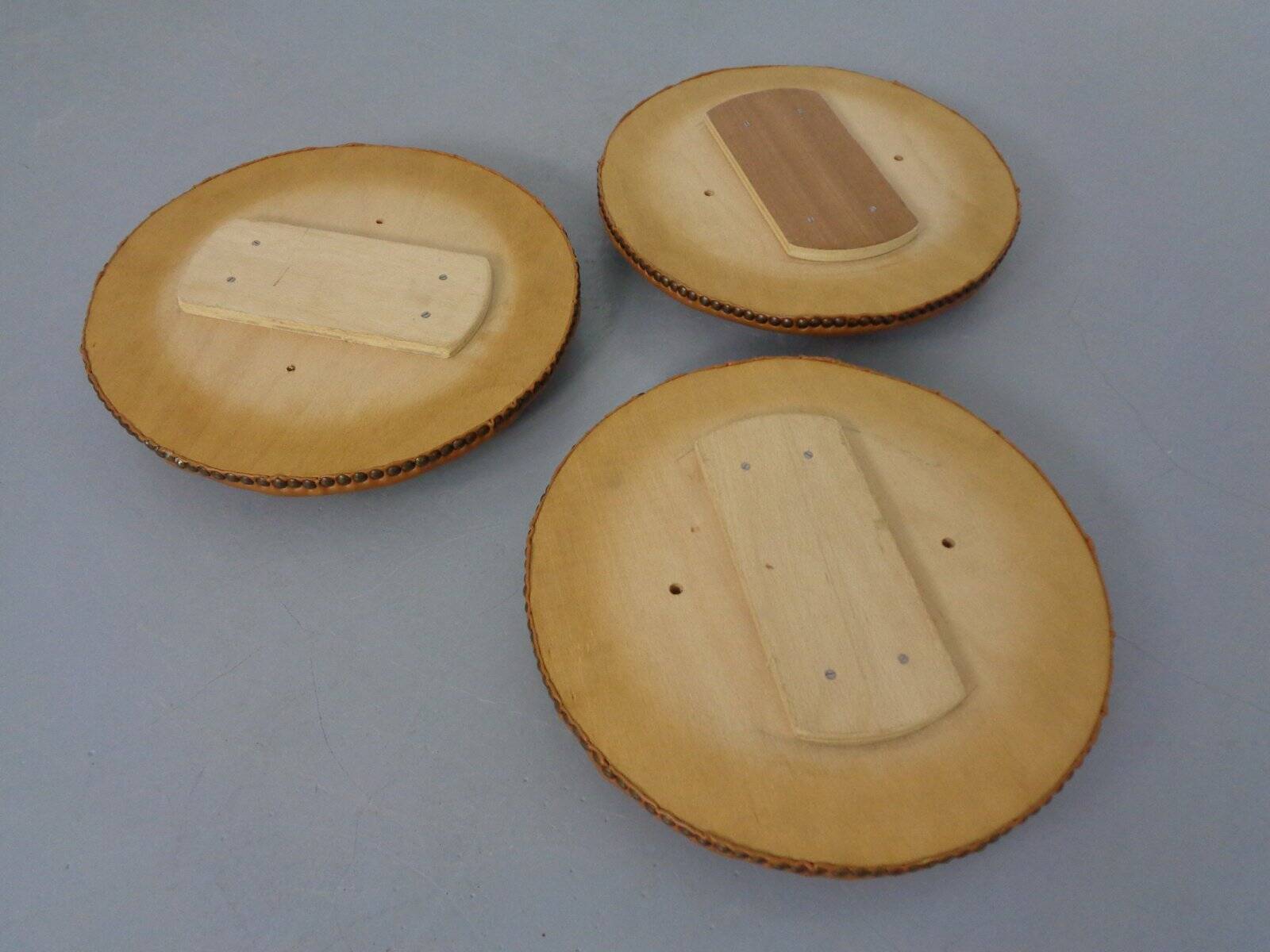 Mid-Century Teak & Copper Bar Stools, 1960s, Set of 3