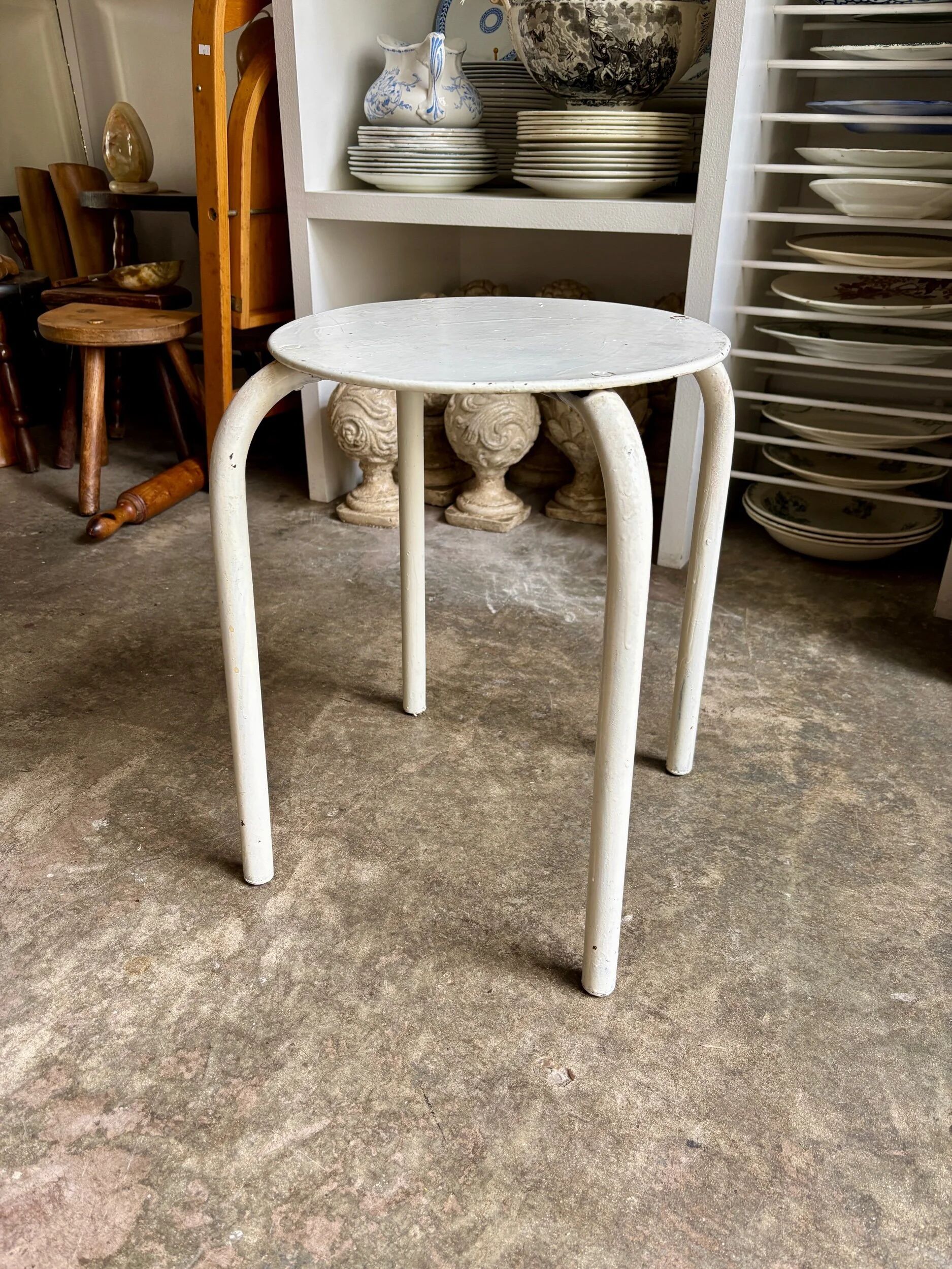 White metal stool