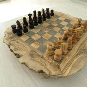 Jeux d'échec en bois d'olivier massif rustique échiquier artisanale