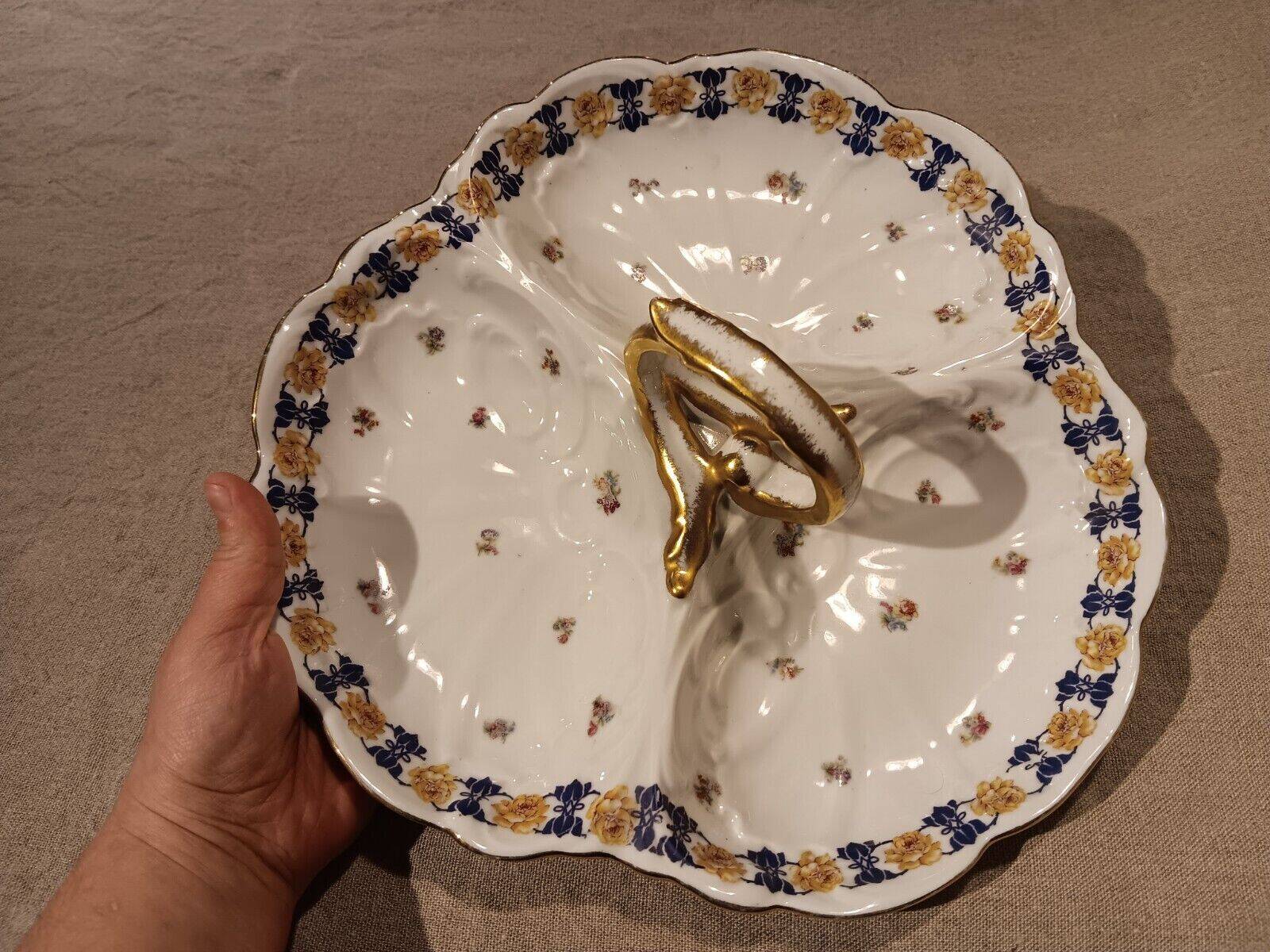 Beggar servant in Limoges JC porcelain floral decoration with roses