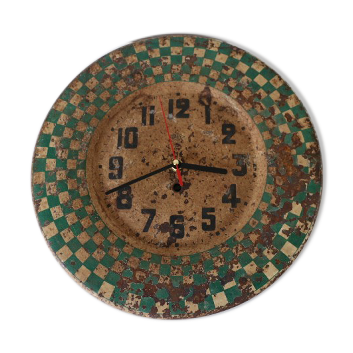 Green Japy checkerboard wall clock