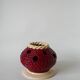 soliflore vase in burgundy and cream braided slip, 1960