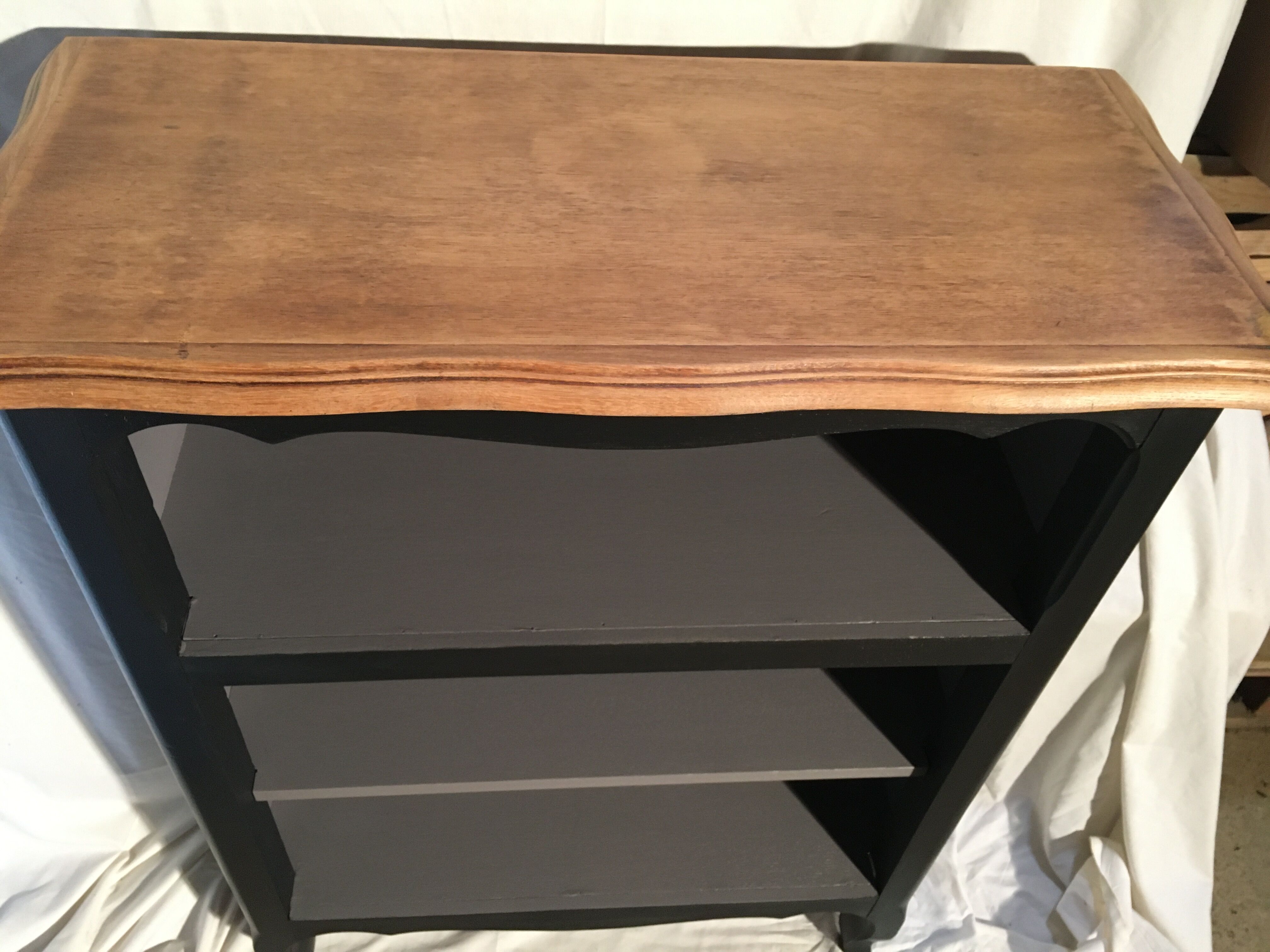 Oak, black and gray bookcase