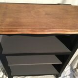 Oak, black and gray bookcase