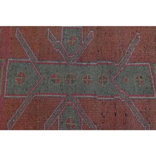 1970s Vintage Turkish Handmade Wool & Cotton Pink Runner Rug 76x344