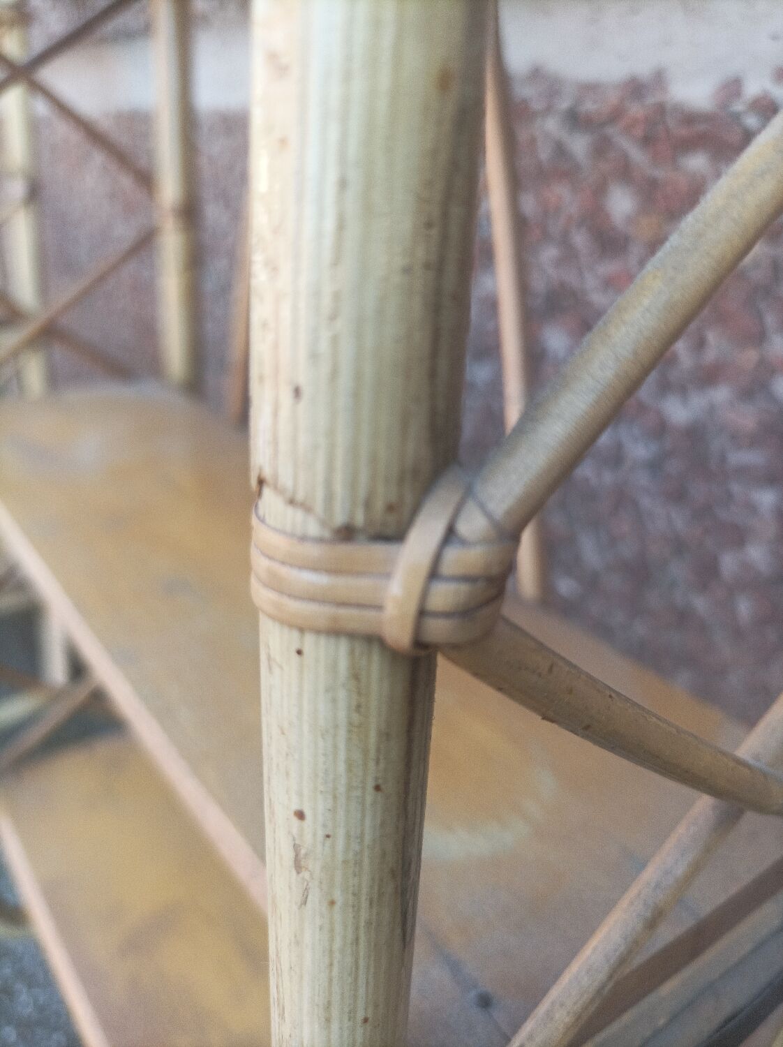 Pair of wall shelves vintage in rattan bamboo wicker
