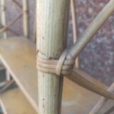 Pair of wall shelves vintage in rattan bamboo wicker