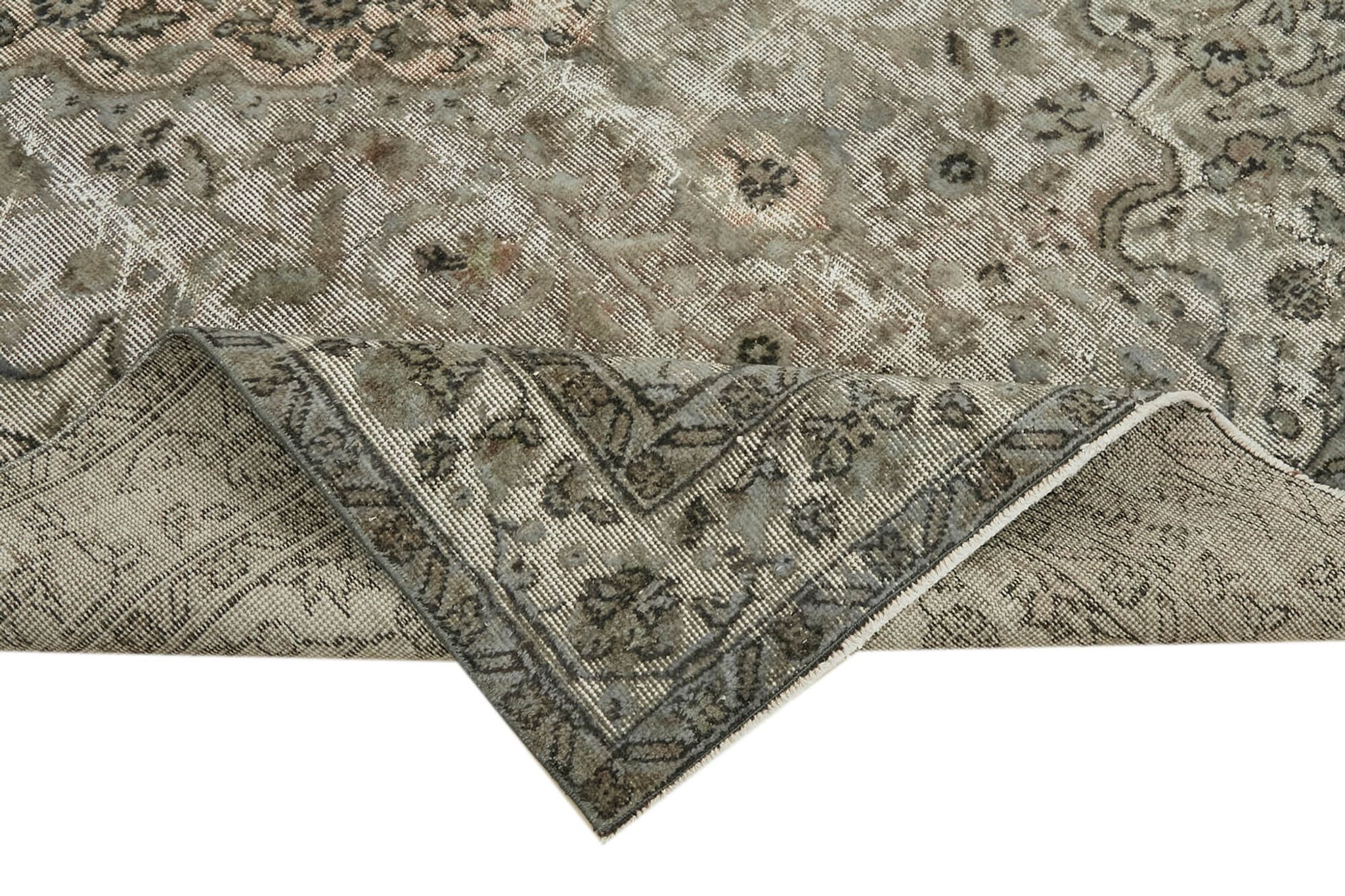 Handwoven overdyed turkish 1970s 163 cm x 265 cm grey carpet