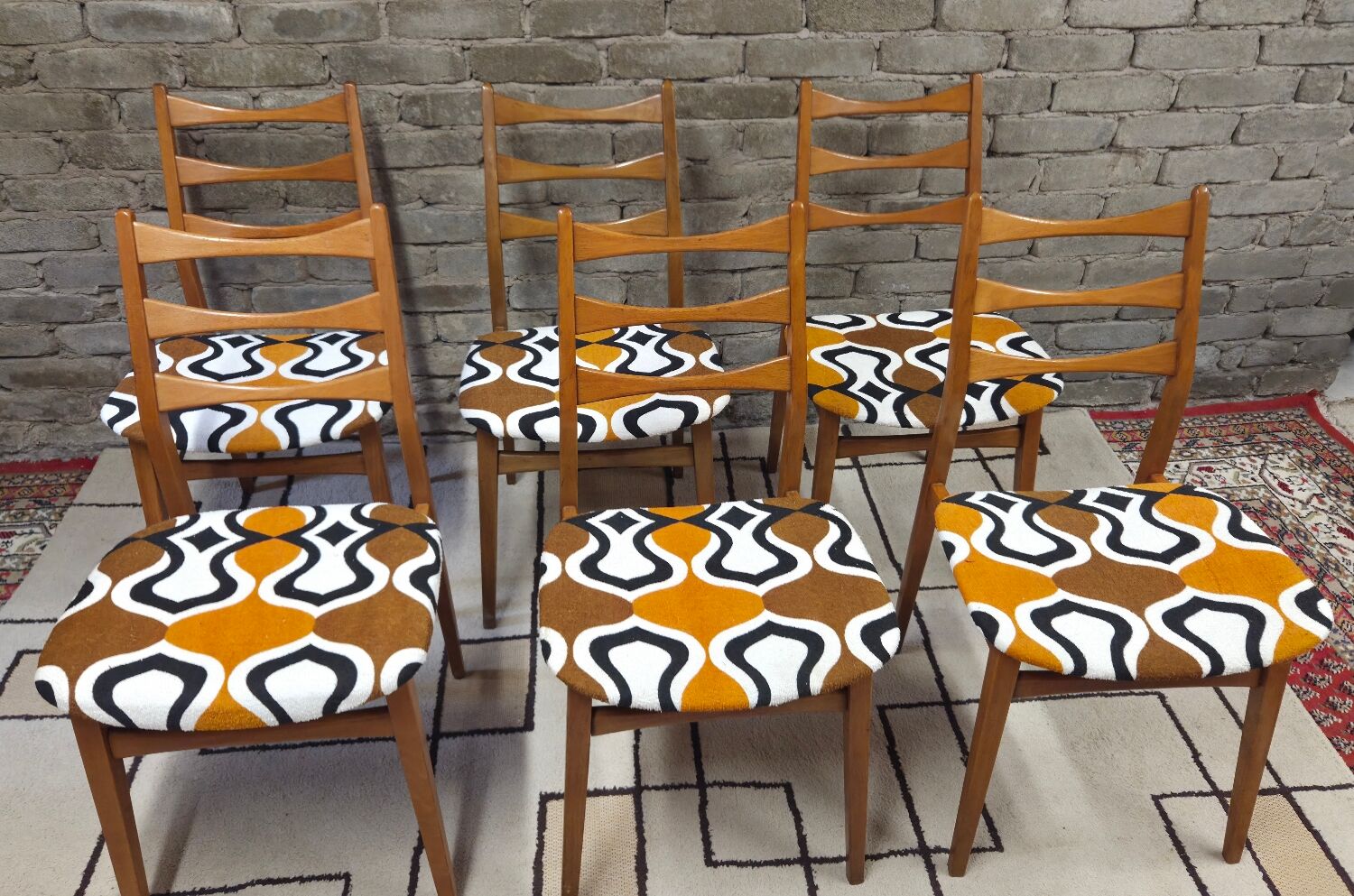 Set of 6 vintage Scandinavian chairs Bähre Mignon furniture 1960