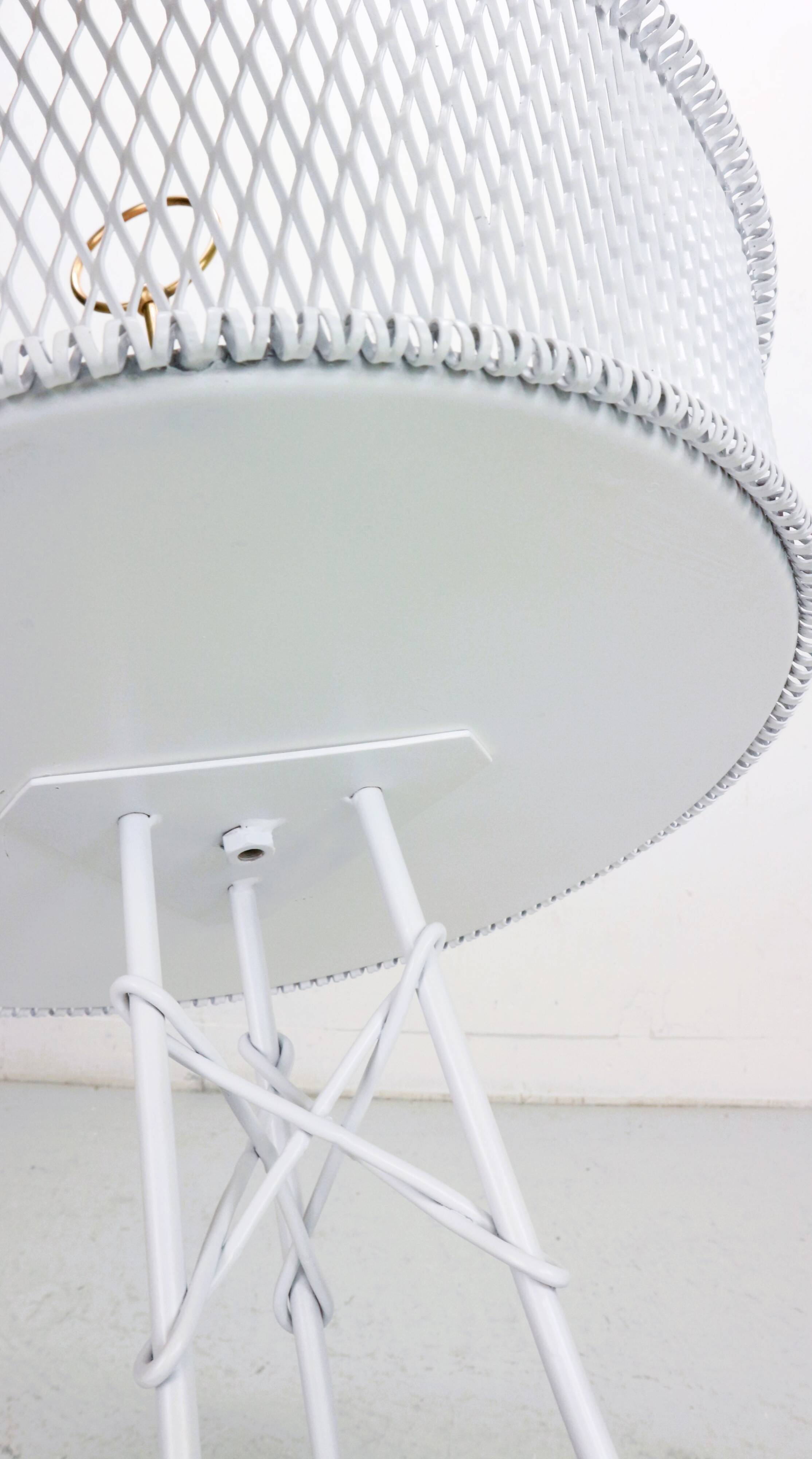 Vintage white metal and brass planter or basked, France 1960s