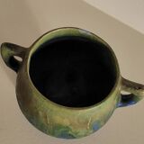 Small flamed stoneware pot