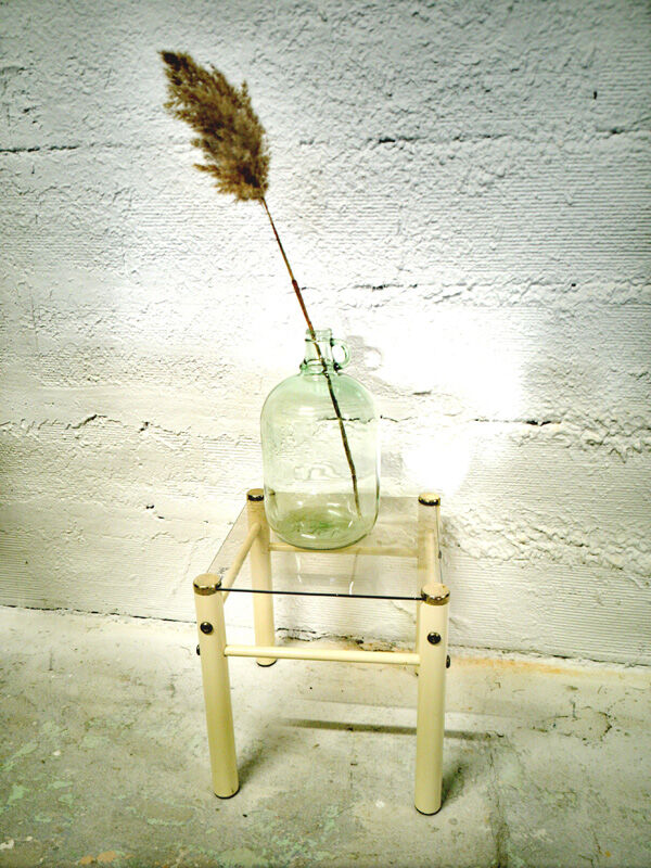 Vintage metal side table and smoked glass