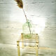 Vintage metal side table and smoked glass