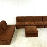 Vintage brown fabric modular sofa, 1970s
