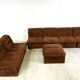 Vintage brown fabric modular sofa, 1970s