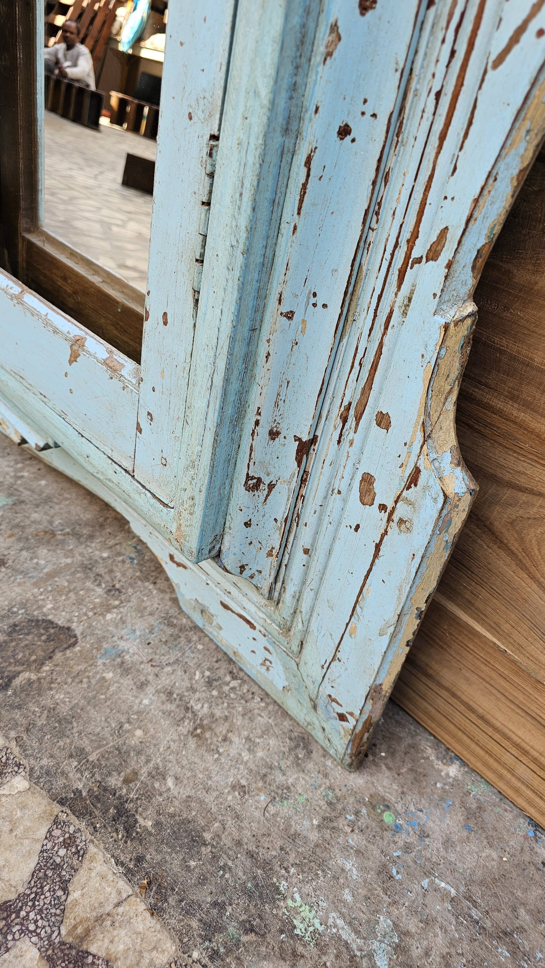Art Deco mirror in Burmese teak