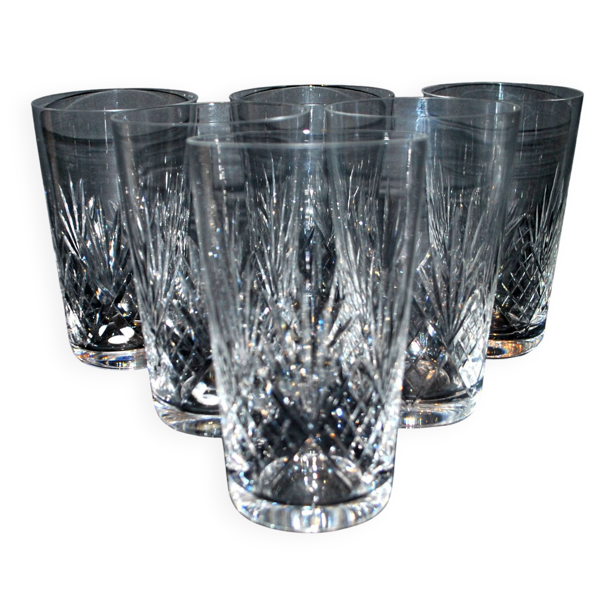Set of 6 juice glasses longdrink tumbler Junon crystal from Lorraine Lemberg DlG Chantilly Saint-Louis