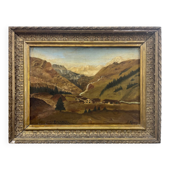 Tableau Tyrol "In the Sulden Valley" by P. Kaiser (19th century) + frame St Gertraud