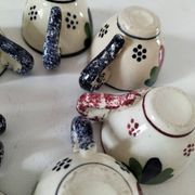 Set of 7 miniature Quimper earthenware cups