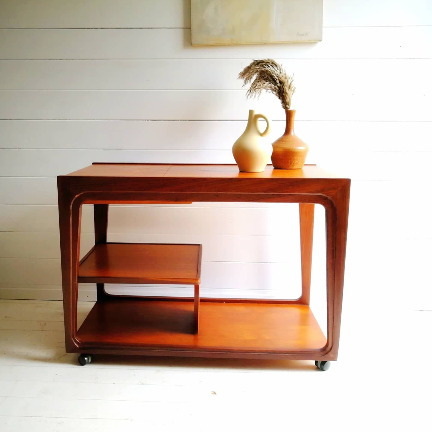 Retro remploy teak & afrormosia drinks trolley hostess trolley, 60s
