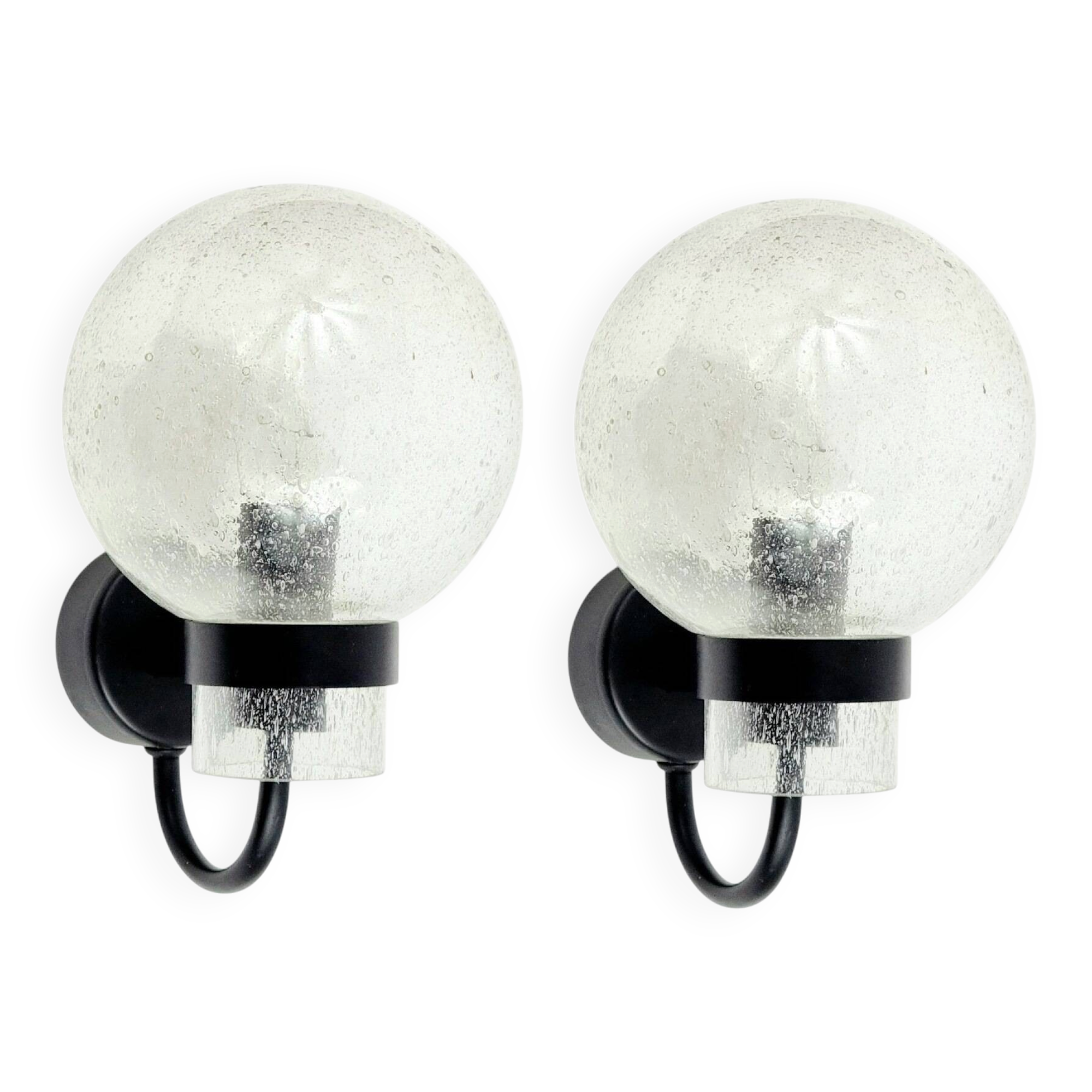 Pair of Vintage Glass Wall Lights from Limburg, Germany, 1970s/1980s