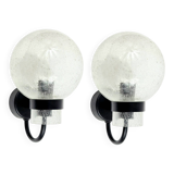 Pair of Vintage Glass Wall Lights from Limburg, Germany, 1970s/1980s