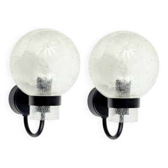 Pair of Vintage Glass Wall Lights from Limburg, Germany, 1970s/1980s