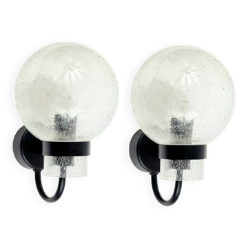 Pair of Vintage Glass Wall Lights from Limburg, Germany, 1970s/1980s
