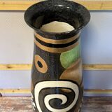 monumental terracotta vase, lacquered and enameled
