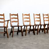Brutalist dining chairs | vintage chairs | 1950s | oak