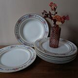 Set of 8 floral design plates | D.R.B. Limoges porcelain