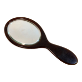 Oval hand-facing mirror imitation tortoiseshells
