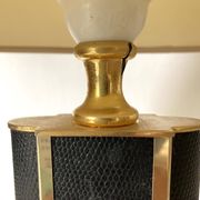 70s-80s living room lamp in leather and gold metal