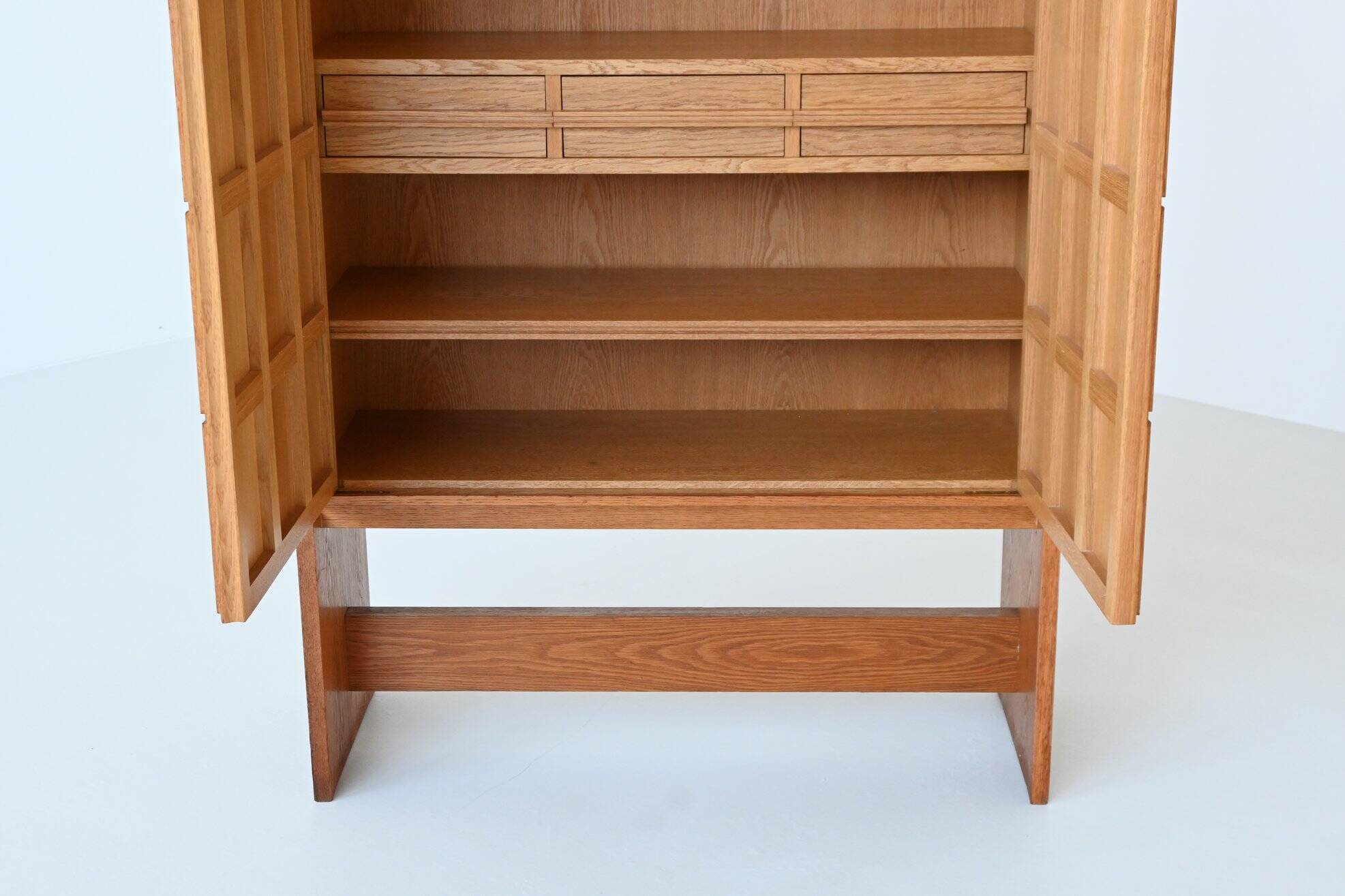 Large Brutalist highboard in oak Mid-Century Gemany 1970