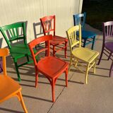 Set of 8 multi-colored bistro chairs