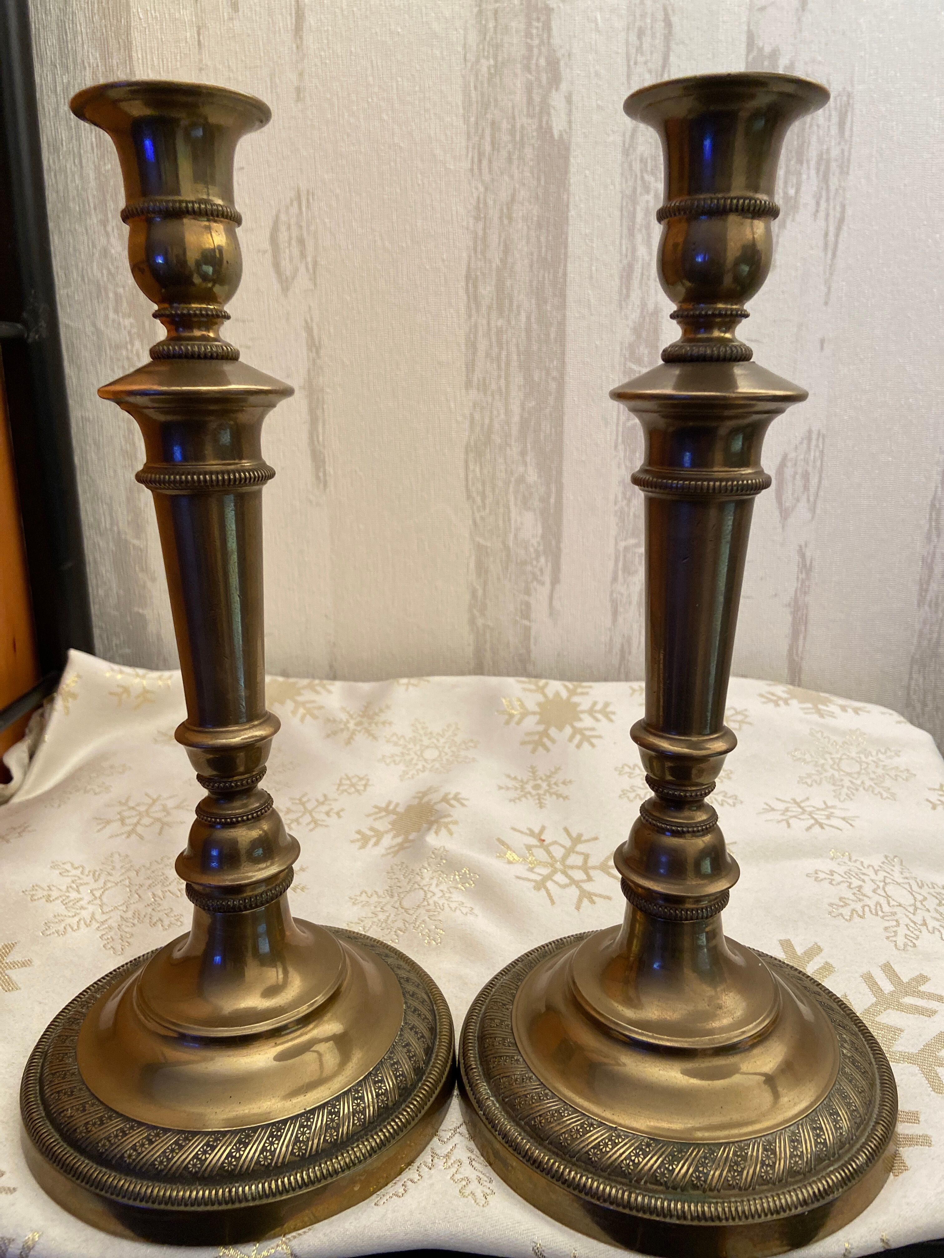 Pair of brass candle holders