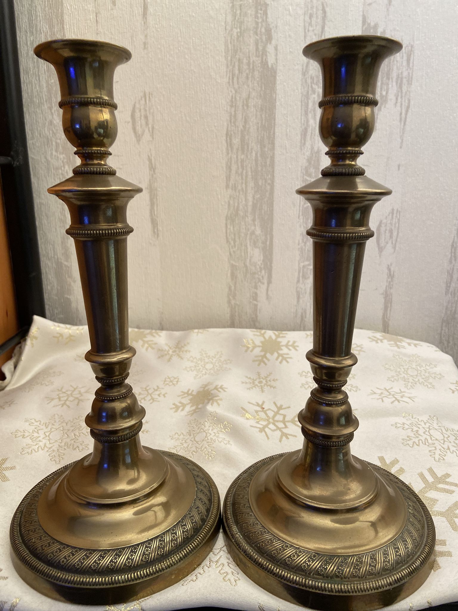 Pair of brass candle holders