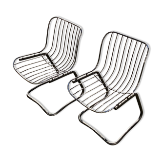 Two chairs in chrome metal