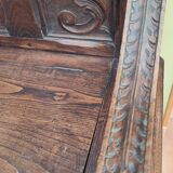 Neo-Gothic style cathedra armchair in carved oak