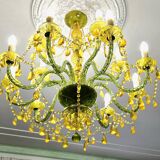 Large chandelier with glass and polypropylene pendants – 14 lights