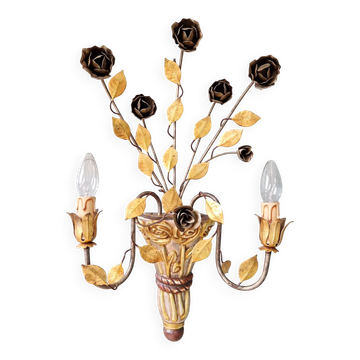 Grande applique murale florentine, Hollywood Regency, 1960-70