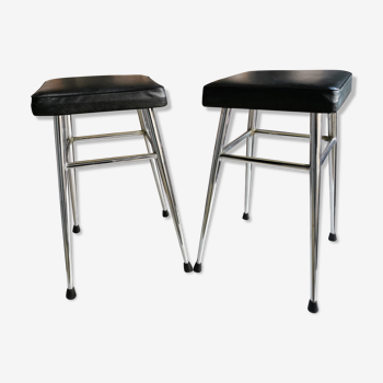 Pair of stools "vintage" chrome metal