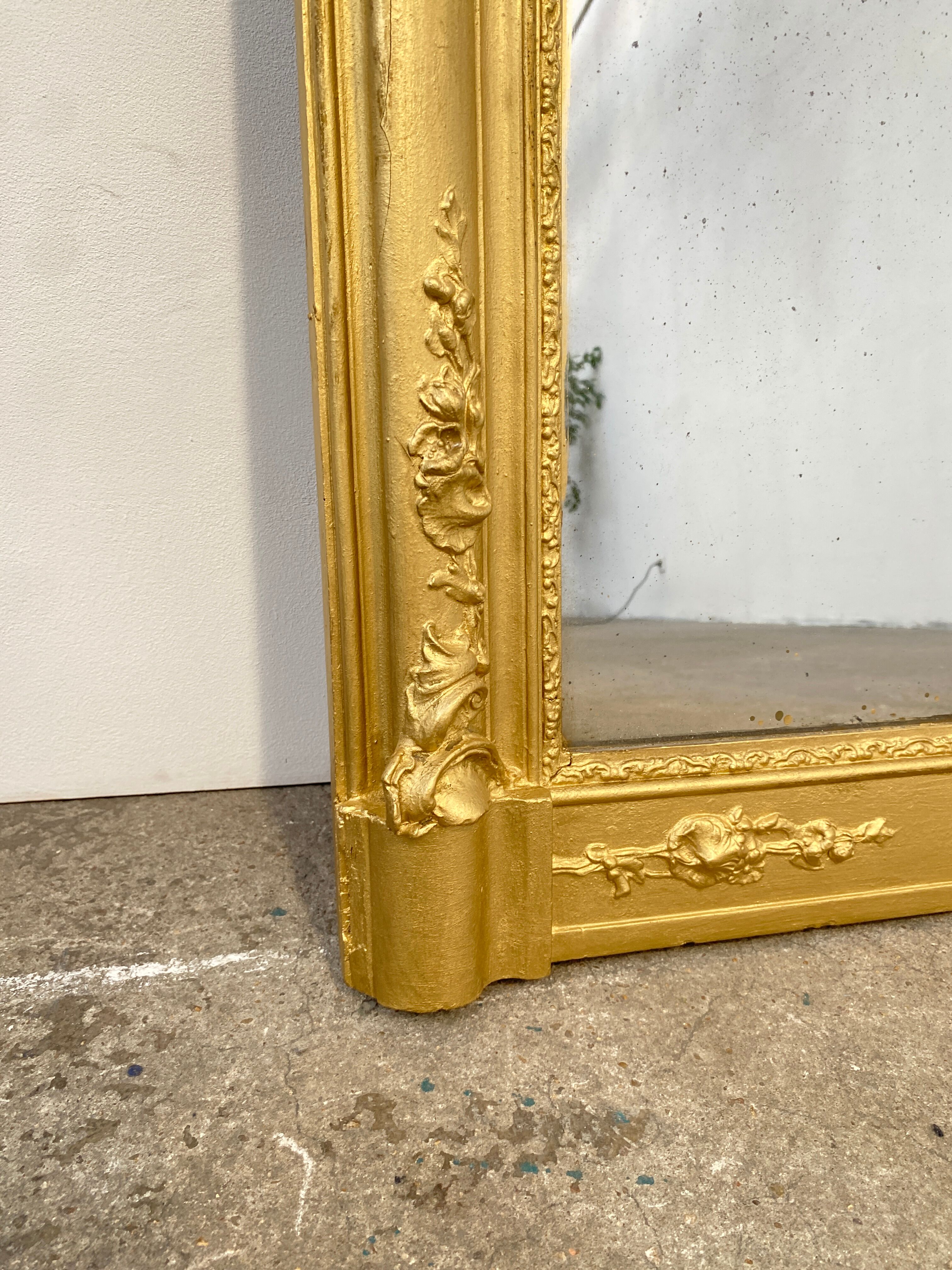 Wooden Stucco and Gilded Mirror, Height 115cm, 19th Century, France