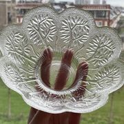 East German (GDR, probably Lausitzer) Crystal Glass Serving Bowl with Tree Motif