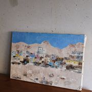Huile sur toile village coloré