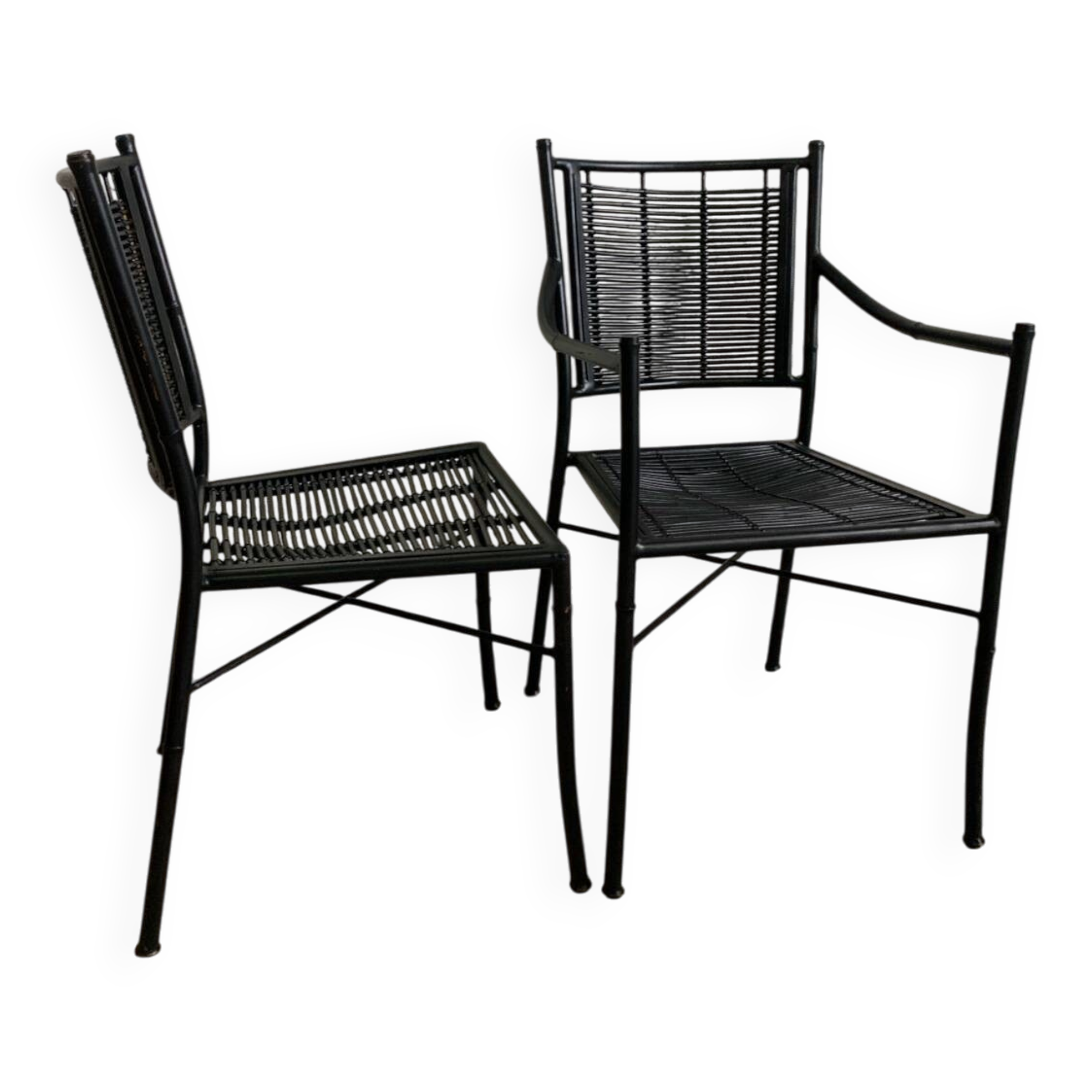 Bamboo metal chair and armchair