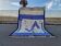 Authentic handwoven Berber rug with blue patterns, 150/250 cm.