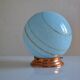 Art Deco table lamp with blue speckled opaline glass globe