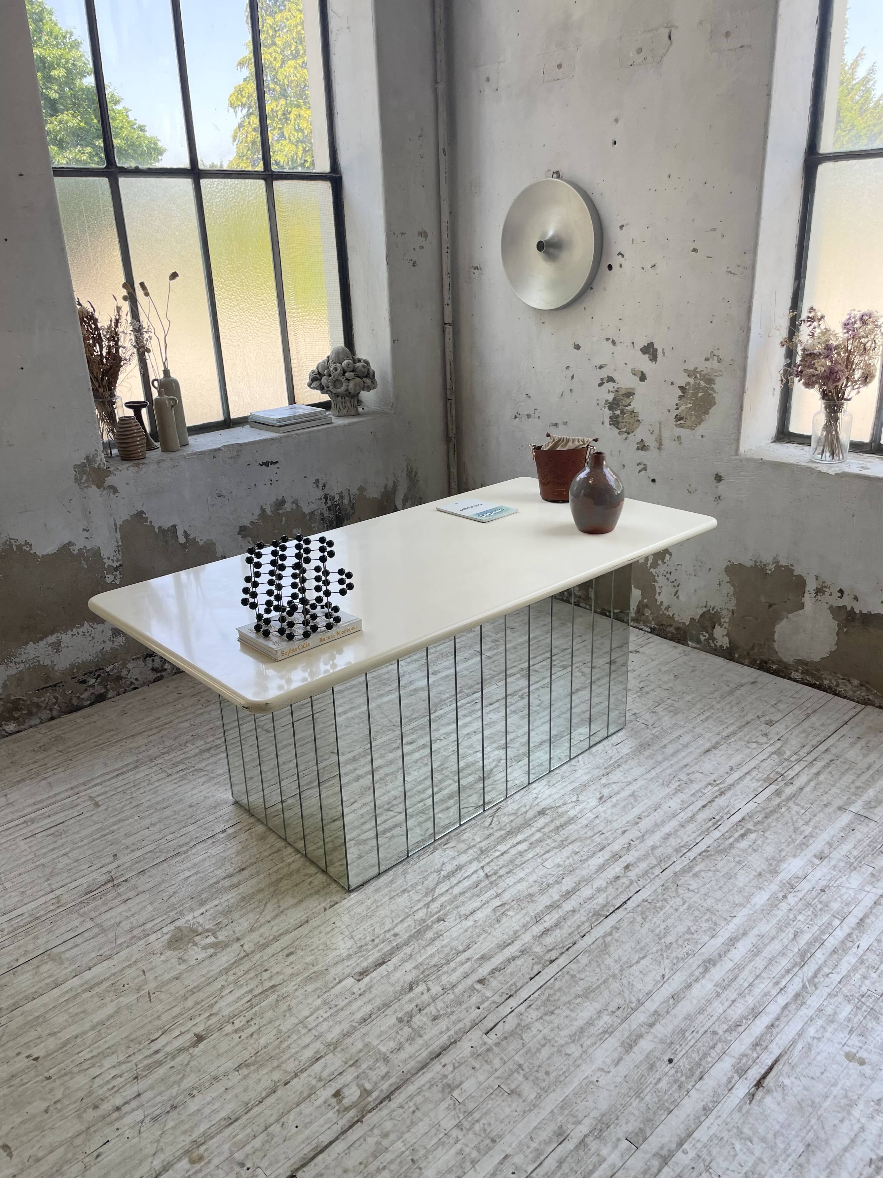 80s lacquered desk and mirror