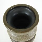 Small brown and beige ceramic vase - VEB Haldensleben - vintage 60s